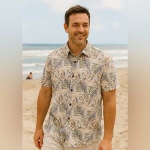 High Surf Hawaiian Button Up Shirt with Coconut Shell Buttons, XL or Extra Large